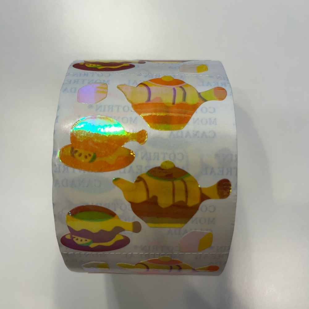 Holographic Teapot and Cup Sticker Roll